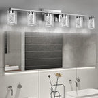 SADENICEL 6 Light Brushed Nickel Bathroom Light Fixtures, LED Vanity Lights Crystal White/Neutral/Warm Bathroom Lights Over Mirror for Bathroom, Bedroom,Living Room (6 Light)