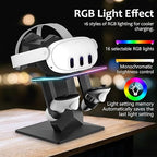 Bioherm Charging Dock Compatible with Meta Quest 2/ Quest 3/Quest 3S/Quest Pro，RGB Charging Vertical Stand，Accessories with Brightness Adjustment and 14 Light Effects Adjustment, Type-C Charging Port