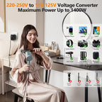 Shayangyoung 220V to 110V 20W PD Voltage Converter US to Europe International Universal Travel Adapter with 2 USB A 2 Type-C Port Worldwide Power Converters Plug Combo for Spain Italy (Black)-IZ