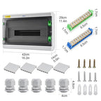 Mollom 18 Way HA Series Power Distribution Box with Bus Bars and Din Rail for Miniature Circuit Breaker MCB,Waterproof IP66,Solar Power Distribution Panel for Indoor and Outdoor Use