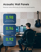 Woovio Sound Proof Foam Panels for Walls, 12 Pack Self-Adhesive Acoustic Panels, 12" X 12" X 0.4" Soundproof Wall Panels for Door, Ceiling, Home Office Beige