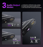 avedio links HDMI ARC/eARC Audio Extractor Converter 8K@60Hz 4K@120Hz, HDMI to Optical SPDIF + 3.5mm AUX Jack Stereo Audio Adapter Converter Splitter Inserter Support HDCP2.3 Digital PCM DTS 5.1