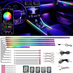 Acrylic Interior Car LED Strip Lights, Colorful 18-in-1 Car Ambient Lighting Kit, with Wireless APP Control, 622 LED Fiber Optic Strip Lights for Cars, Supports Neon Sync with Music DIY Mode.