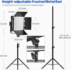 Photography Video Lighting Kit, Upgraded Bi-Color LED Video Studio Lights with Dimmable 2500k~8500k and 79" Light Stand for Camera Photo Recording Filming Stage Shooting Streaming YouTube TikTok