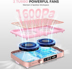 Woput Nail Dust Collector, 1600PA Professional Nail Vacuum Dust Collector Fan with Filter Papers (30 Pcs) for Acrylic Nail Polishing & Manicure at Nail Salon & Home - Pink