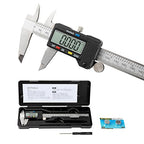 SCITOOLS Digital Caliper 0-8" Measuring Tool with Metal Ruler, Micrometer Caliper with Auto-Off Feature, Interchangeable Between inches and millimeters for DIY/Household and 3D Printing, Black