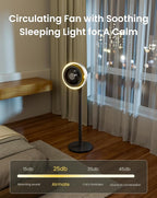 AIRMATE Standing Fan for Bedroom, (60°/90°/120°) Oscillating Fan with Light, Digital Display, (12-43") Adjustable Height, 16 Speeds, 12H Timer, 25dB, 92ft Quiet Pedestal Fan with Remote, DarkGrey