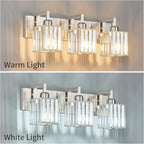 FDPBY Modern Bathroom Vanity Light 3-Lights Brushed Nickel Vanity Light Crystal Wall Light Bathroom Light Fixtures