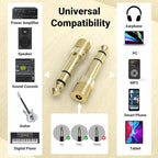 Cubilux 6.35mm to 3.5mm Audio Adapter, Gold Plated 1/4” Male to 1/8” Female TRS Stereo AUX Connector Converter for Guitar Keyboard Digital Piano Studio Monitor Amplifier Mixer Splitter, 6-Pack