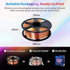 FLASHFORGE Silk Dual Color Filament, Gold and Rose 2 in 1 Coextrusion Silk PLA Filament 1.75mm, 3D Printer Filament Color Change 1kg(2.2lbs) Spool, Dimensional Accuracy +/- 0.02mm