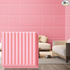 Nuanchu 32 Pcs 3D Slat Wall Panels 12 x 12 Inch PVC Fluted Textured Panel Cuttable Paintable DIY Wall Art Decorative Tiles for Ceiling Studio Bathroom Interior TV Background (Pink)