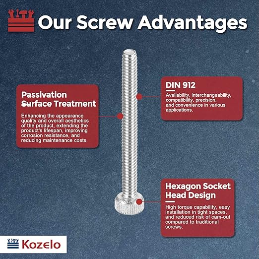 Kozelo 30pcs Socket Head Cap Screws - [M1.6-0.35 x 20mm] 304 Stainless Steel Allen Socket Drive for Electrical Motor 3D Printing Fan Engine Replacement Use, Silver
