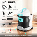 HAUSHOF 4 Gallon 5.5 Peak HP Wet/Dry Vacuum Upholstery Cleaner, Portable Shop Vacuum with 1-1/4 Inch Diameter x 5 Foot Hose, 13 Foot Cord, Ideal for Home, Workshop, and Garage Cleaning