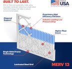 BNX TruFilter 16x25x1 Air Filter MERV 13 (4-Pack) - MADE IN USA - Electrostatic Pleated Air Conditioner HVAC AC Furnace Filters for Allergies, Pollen, Mold, Bacteria, Smoke, Allergen, MPR 1900 FPR 10