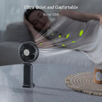 GOCKERA Portable Fan, 4200mAh Battery Operated Fan, 5 Speeds&Digital Display, Makeup Fans for Women with Base, 180°Foldable 3in1 Handheld/Neck/Desk Fan for Outdoor Indoor,Ultra Quiet (Black)