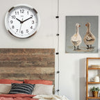 HITO 14" Silent Wall Clock Battery Operated Non Ticking Sweep Movement Glass Cover Silver Aluminum Frame, for Kitchen, Bedroom, Home Office, Living Room Decor