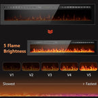60 inch Ultra-Thin Electric Fireplace Recessed and Wall Mounted with Touch Screen Control Panel/Remote Control- Timer,Realistic 5 Flame - Log & Crystal Hearth Options