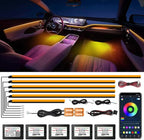 Acrylic Interior Car Lights, WEBUPAR Car Accessories 10 in 1 Car LED Strip Lights with APP Control, 175 inches 593 LEDs Fiber Optic Lights, RGB Neon Car Lighting