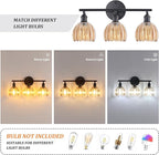 Shenmoyl Bathroom Light Fixtures, 3-Light Black Vanity Wall Light Over Mirror with Amber Tulip Glass Shade for Bedroom Living Room (Bulb Not Included)
