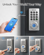 Philips Wi-Fi Door Lock, WiFi Smart Lock Keyless Entry Deadbolt for Front Door, Remote Control, Built-in WiFi, APP Fingerprint Passcode Unlock, Auto Locking