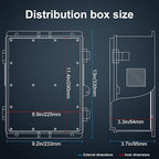 Namunanee Outdoor Electrical Junction Box, ABS Water Resistant Enclosure with Internal Mounting Panel & Hinged Cover (13" H* 9.2" L* 3.7" W)