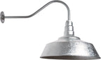 Steel Lighting Co. Large Outdoor Barn Light | Gooseneck Light Fixture | Made in America from 18-Gauge Steel | 20" Dome | 23" Gooseneck Galvanized Exterior/Galvanized Interior