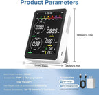 16 in 1 Air Quality Monitor Indoor 9 +7 AQI Alerts, CO2 Monitor Air Quality Tester for CO2, TVOC, PM2.5 PM1.0 PM10, HCHO Temperature Humidity AQI & Time Air Quality Meter for Home (Floral White)