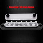 7 x M6 (1/4") Studs Power Distribution Block Bus Bar 12V, Ampper 5.9" HD 150A Marine BusBar Battery Distribution Block W/Cover for Car Boat Solar (Black)