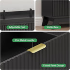 Xixini Fluted Dresser for Bedroom with 9 Drawers, 57" Wide Chest of Drawers with Metal Handle, Modern Wood Dresser TV Stand, Wooden Closet Clothes Storage Organizer for Living Room, Hallway, Black