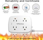 5Ft Surge Protector Power Strip - 8 Widely Outlets with 4 USB Ports, 3 Side Outlet Extender with 5 Feet Extension Cord, Flat Plug, Wall Mount, Desk USB Charging Station, ETL,White
