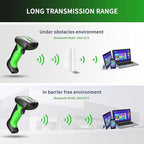NETUM 2D QR Industrial Bluetooth Barcode Scanner with Charging Dock, Upgraded Wireless 2D/1D Bar Code Reader, 2600mAh Battery, Drop Dust WaterProof, Hands-Free for Windows, Mac, Android, iOS (NT-1950)
