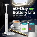 Lumi Electric Flosser | 2 in 1 Electric Flosser for Adults w/ 4 Speeds + 50 Replacement Heads - Dentist Recommended | Easy Glide Flossing for Gentle Gum Care, Tongue Scraper, Water Alternative flosser