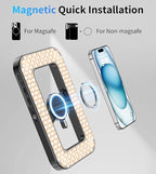 Magnetic 6000mAh RGB Selfie Ring Light for iPhone,448 LED Rechargeable Phone Light with Mini Tripod Stand, Double-Sided Magnet Handheld Stabilizer with Light for Magsafe/Phones/Video Recording/Photos