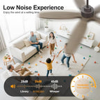WINGBO 54" Ceiling Fan with Light - 5 Carved Solid Wood Blades, 6-Speed Reversible DC Motor, Dimmable, 3CCT, Noiseless Remote Control Ceiling Fans with Lights for Bedroom Living Room, Charcoal Gray