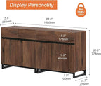 Wampat Modern TV Stand for up to 70 inch TVs, 2 in 1 Entertainment Center with Adjustable Shelves and Metal Base for Living Room, Bedroom, Brown