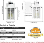 2 pack Porch Lights with GFCI Outlet,Dusk to Dawn Motion Sensor Outdoor Lights,3 Lighting Modes White Front Door Lights,Waterproof Exterior Light Fixture,Outside Wall lamp for House Patio Garage