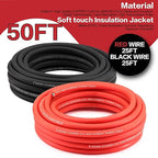 8 Gauge Wire (25ft Each - Red/Black) Copper Clad Aluminum CCA - Primary Automotive Wire,Car Amplifier Power & Ground Cable, 20PCS Lugs Terminal Connectors,20PCS 2:1 Heat Shrink Tubing
