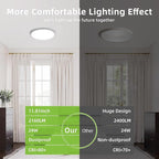hykolity 2 Pack 12 Inch Selectable CCT LED Round Flat Panel Light, 24W 3000K/4000K/5000K, Edge-Lit Flush Mount Ceiling Light Fixture for Kitchen, Bedroom, Laundry and Closet Room，White