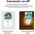 FSHVQKD Green Ginkgo Leaves Night Light,Plug Into Wall Decor for Stairway,Hallway,Kitchen,Dusk to Dawn Sensor Nightlights for Boys/Girls/Women/Men Room Gifts