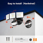 OREiN Motion Sensor Outdoor Flood Light, 26W 3500LM LED Security Light, 240° 40FT Detection, Dusk to Dawn/Auto/Test Modes, IP65 Waterproof for Garage, Yard, Porch, Driveway (Hardwired)