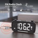 OnLyee 5-in-1 Alarm Clock Radio – FM Radio, Hi-Fi Speaker Sound, Bluetooth Speaker, Auto-Off Timer, Night Light, Dual Charging Ports – Ideal for Bedrooms, Dorms & Home Offices (Black)