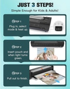 13 Inch Laminator Machine with Auto Paper Feed, Never Jam A3 Thermal & Cold Lamination, 20 Laminating Sheets, 10-in-1 Laminator with Cutter, Trimmer & Corner Rounder for Office School Home Use Black