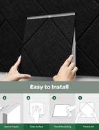 Topnaca Decorative Acoustic Soundproof Walls Panels for Room, 12 Pack Blcak Self Adhesive Sound Absorbing and Noise Reducing Tiles for Studio, Bedroom, Home Office, Ceiling, Pared, 12"x12"x0.4"