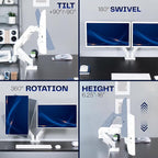 VIVO Dual Monitor up to 32 inches and 19.8 lbs per Screen, Mechanical Arm Desk Mount, Articulating Counterbalance, VESA Stand, Classic, White STAND-V002OW