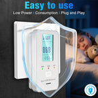 4in1 Combustible Natural Gas & Carbon Monoxide Detector, CO Leak Detector Home Air Quality Monitor with Digital Display for Temperature and Humidity, Kitchen & RV Alarm (Black)