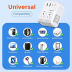 TREVOLTY 2000W Voltage Converter US to Europe for Hair Dryers, 7-in-1 220V to 110V Converter for European Travel with 3 AC/2 USBA/2 USBC Ports (PD20W), Universal Travel Adapter (White)