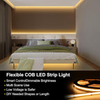 Pandery COB LED Strip Lights Warm White,24V Dimmable led Light Strip KIT with Remote and app Control,2700K 32.8FT/2 * 5m 8mm Wide Ra>90 Cuttable Flexible Strip Lights for Bedroom,Wardrobe,Cabinet