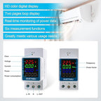 GUETNEU Color Digital Display Energy Meter Multifunction Tester Rail-Mounted Meter GT2P-E, 80270V AC, 0100A, 025KW, 50/60Hz. Measurement of Volts, Amps, Watts, Hertz, PF and Kilowatt-Hours