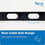 ICC 1U Ring Cable Manager Panel with Cover, Metal, 3" D-Rings, Horizontal Cable Management, Rackmount for 19” Network Racks, Black, Single Pack