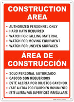 Brimar - 10" x 14" - Bilingual Construction Area Rules Sign - .055″ Polyethylene Plastic - Bilingual Design - Easy Installation